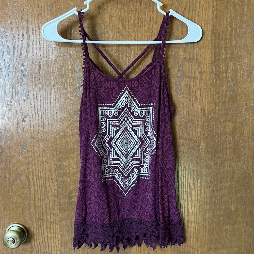 Taylor & Sage Burgundy Geometric Camisole